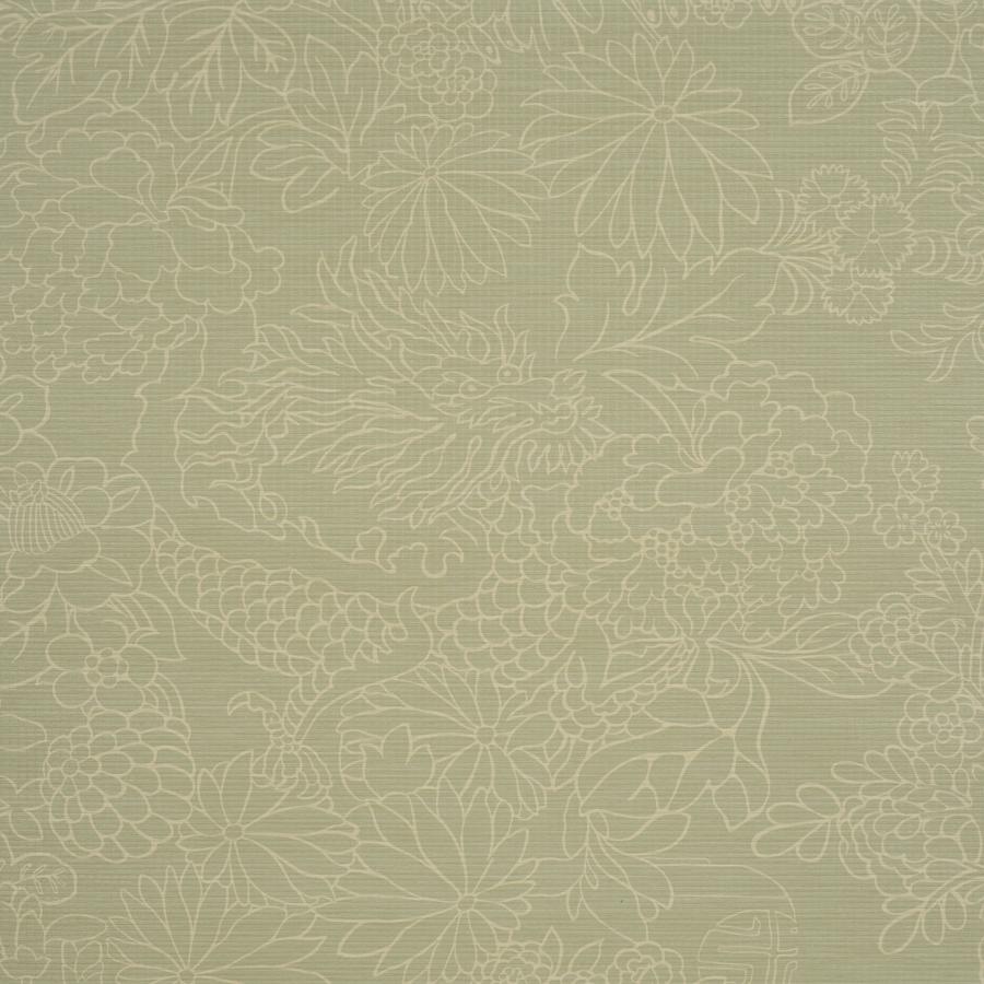 Sample - 5017621 | Chiang Mai Dragon Silhouette Raffia, Sage - Schumacher Wallpaper
