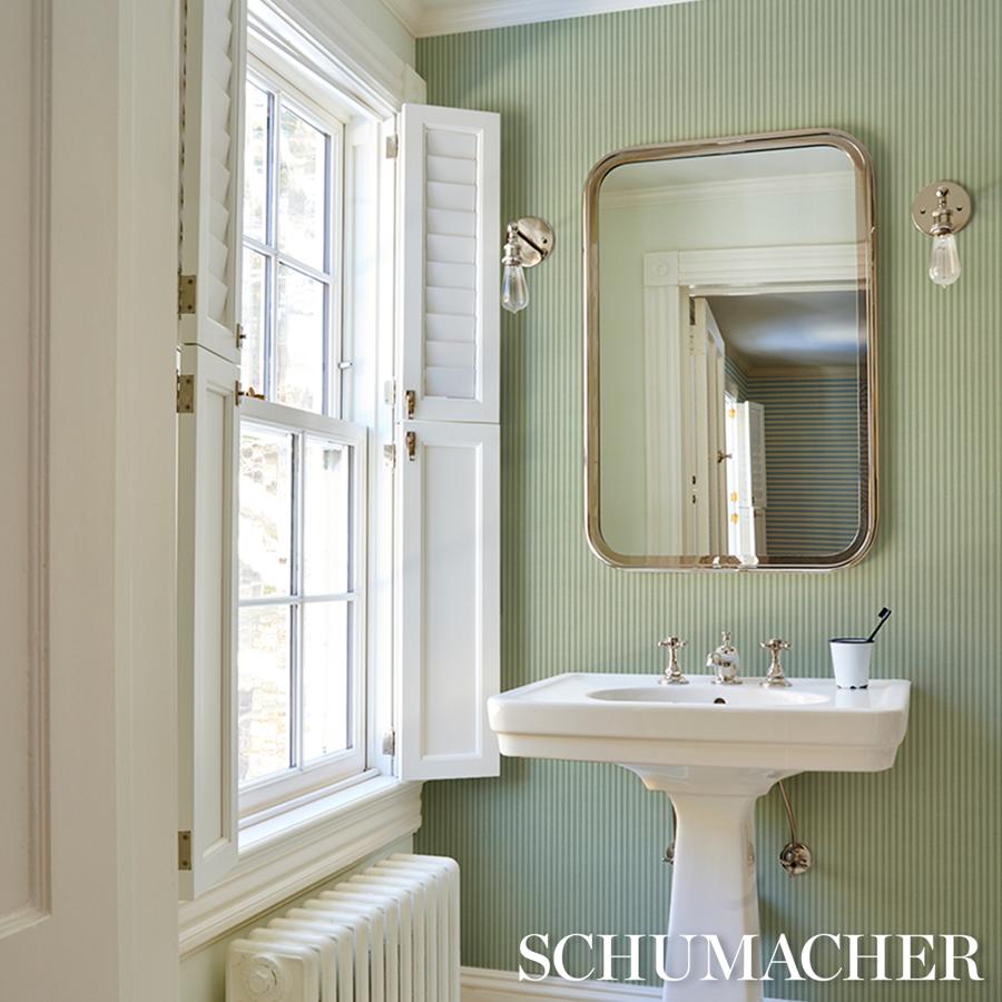 Purchase 5017630 | Edwin Stripe Narrow, Sage - Schumacher Wallpaper