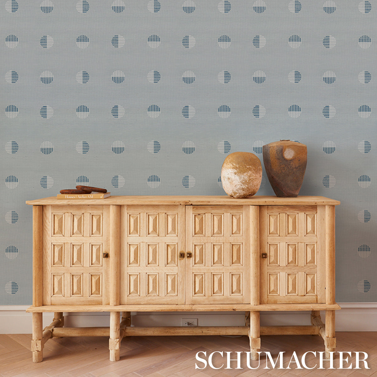 Purchase 5017700 | Ando Hand Blocked Sisal, Chambray - Schumacher Wallpaper