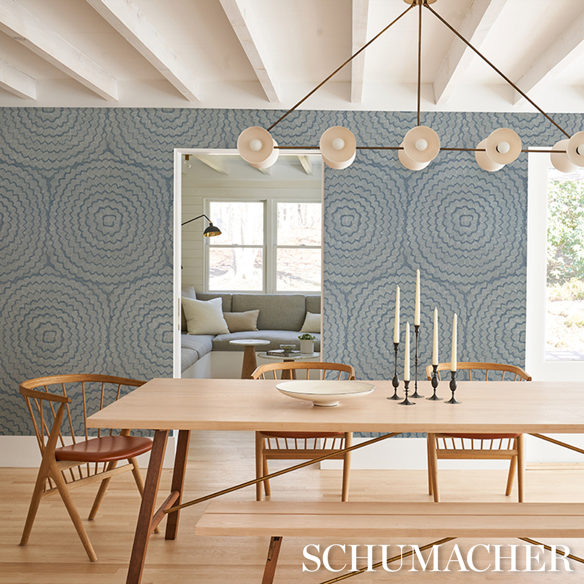 Purchase 5017711 | Feather Bloom Sisal, Cornflower - Schumacher Wallpaper