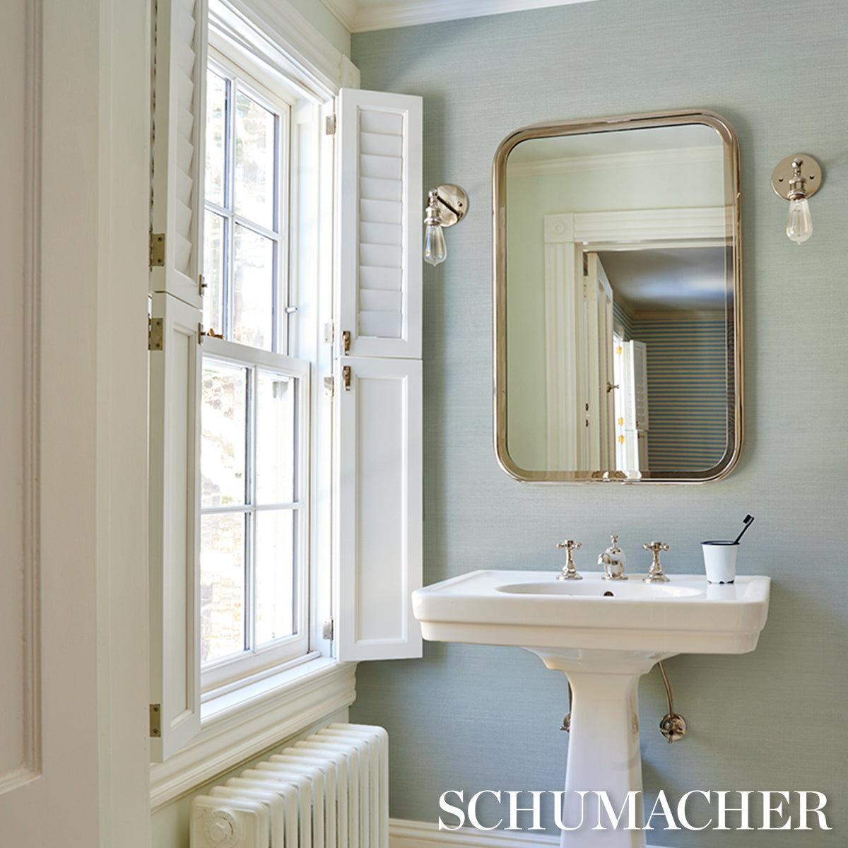 Purchase 5017772 | Hemp Shimmer, Sky Shimmer - Schumacher Wallpaper