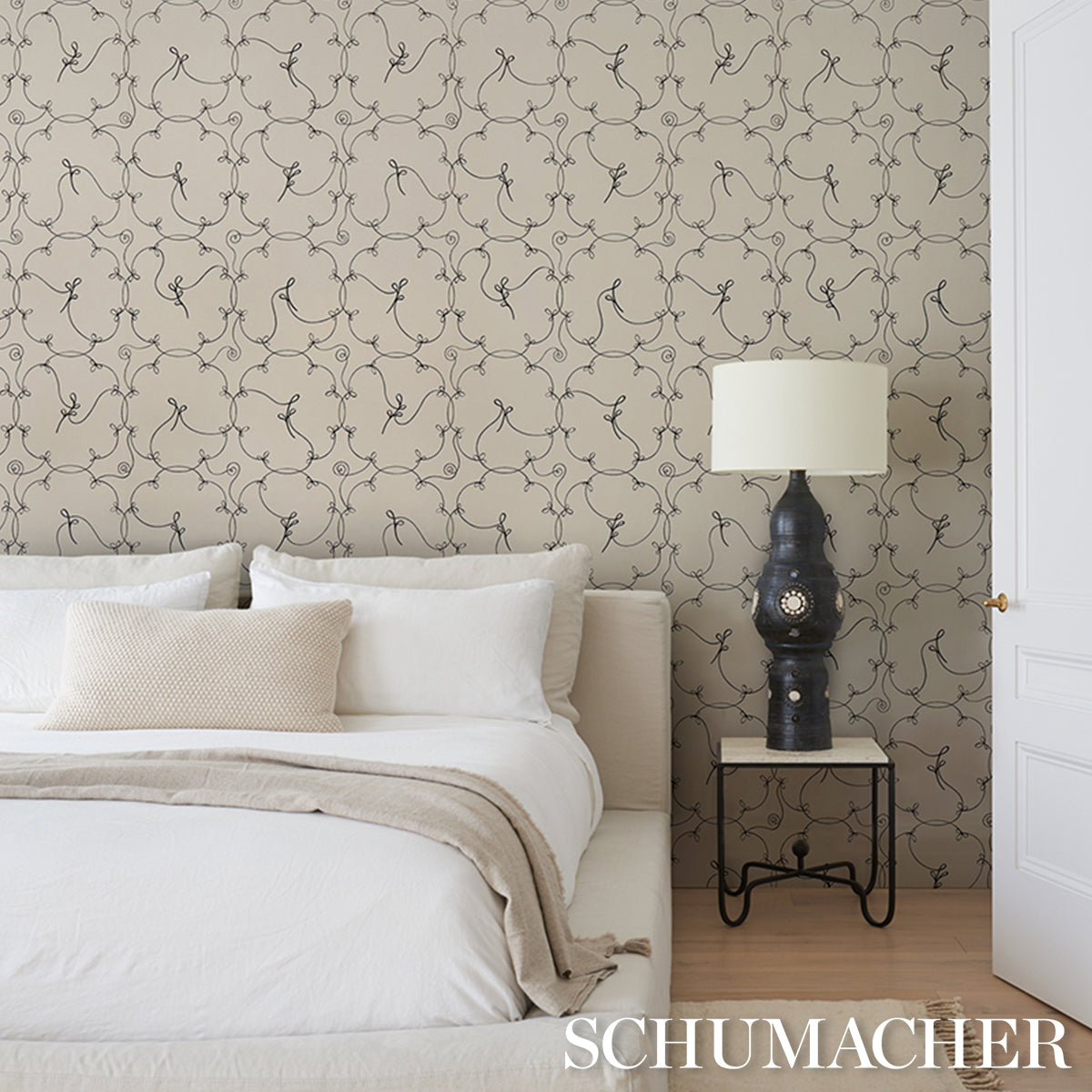 Purchase 5017852 | Broderie, Black & Ivory - Schumacher Wallpaper