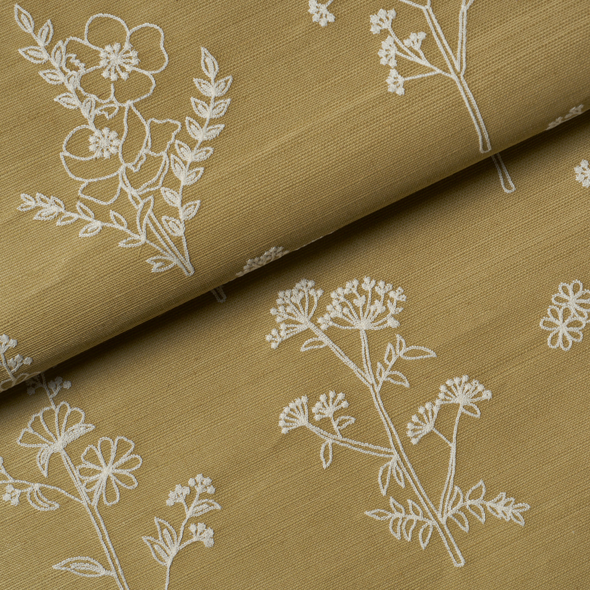 Purchase 5017910 | Lisbeth Embroidered Sisal, Olive - Schumacher Wallpaper