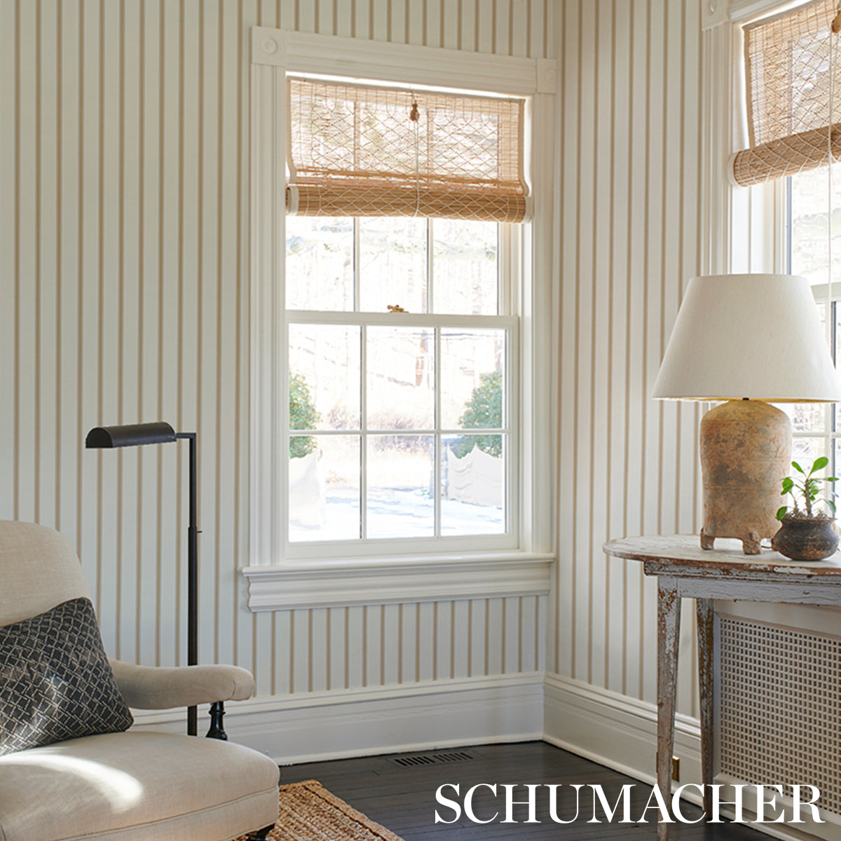 Purchase 5018160 | Westerly Stripe, Wheat - Schumacher Wallpaper