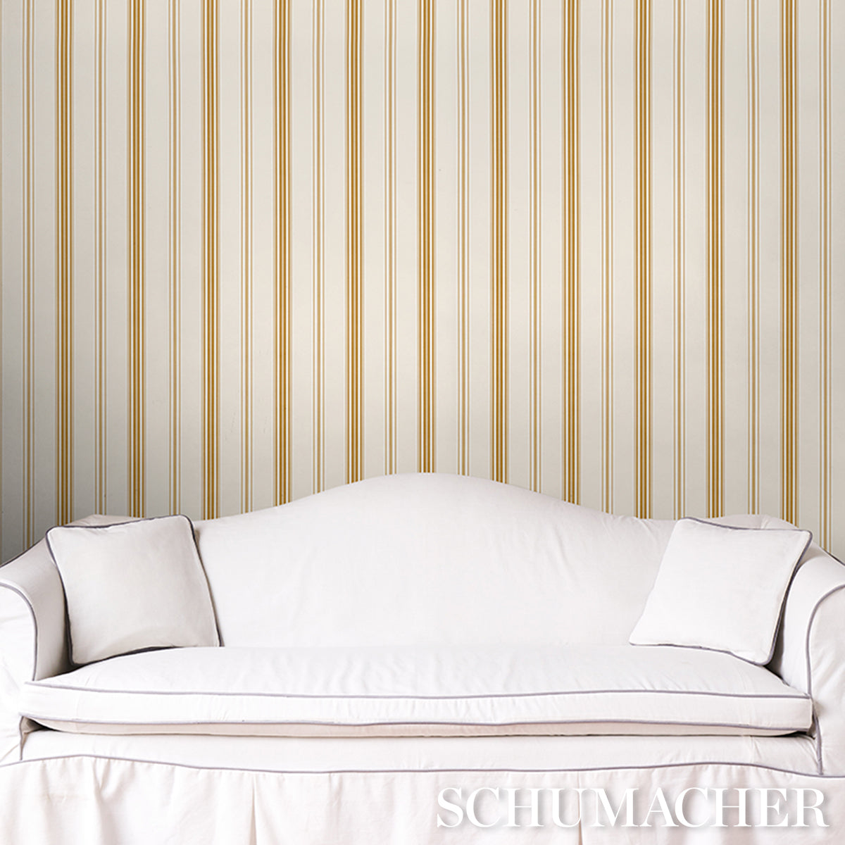 Purchase 5018192 | Coco Stripe, Marigold - Schumacher Wallpaper