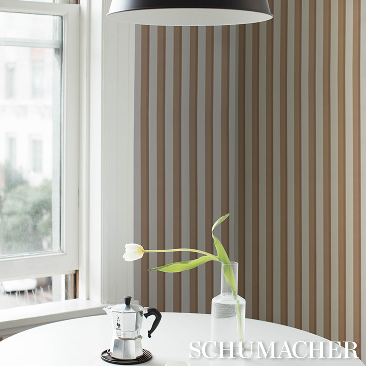 Purchase 5018223 | Rigsby Stripe, Driftwood - Schumacher Wallpaper