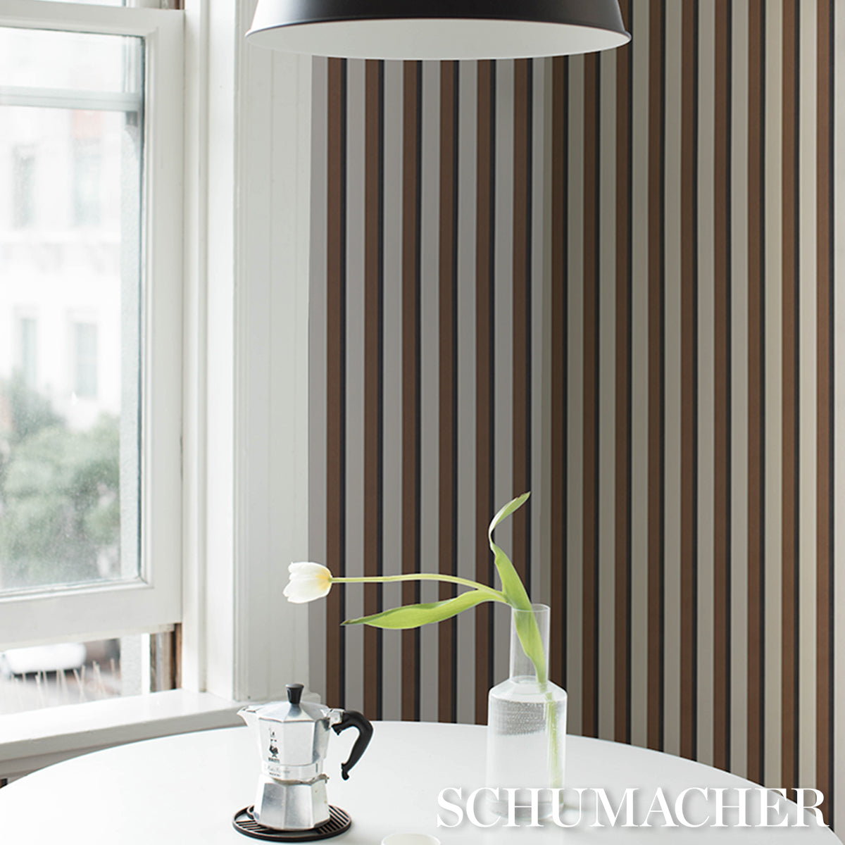 Purchase 5018224 | Rigsby Stripe, Umber - Schumacher Wallpaper