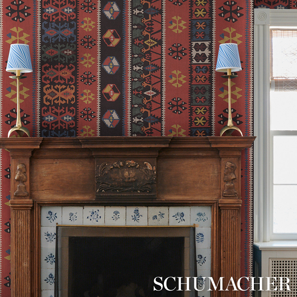 Purchase 5018320 | Sahane, Pomegranate Red - Schumacher Wallpaper