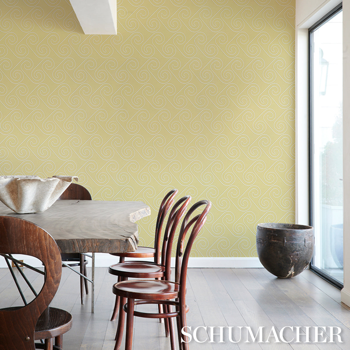 Purchase 5018361 | Fortuna, Light Yellow - Schumacher Wallpaper