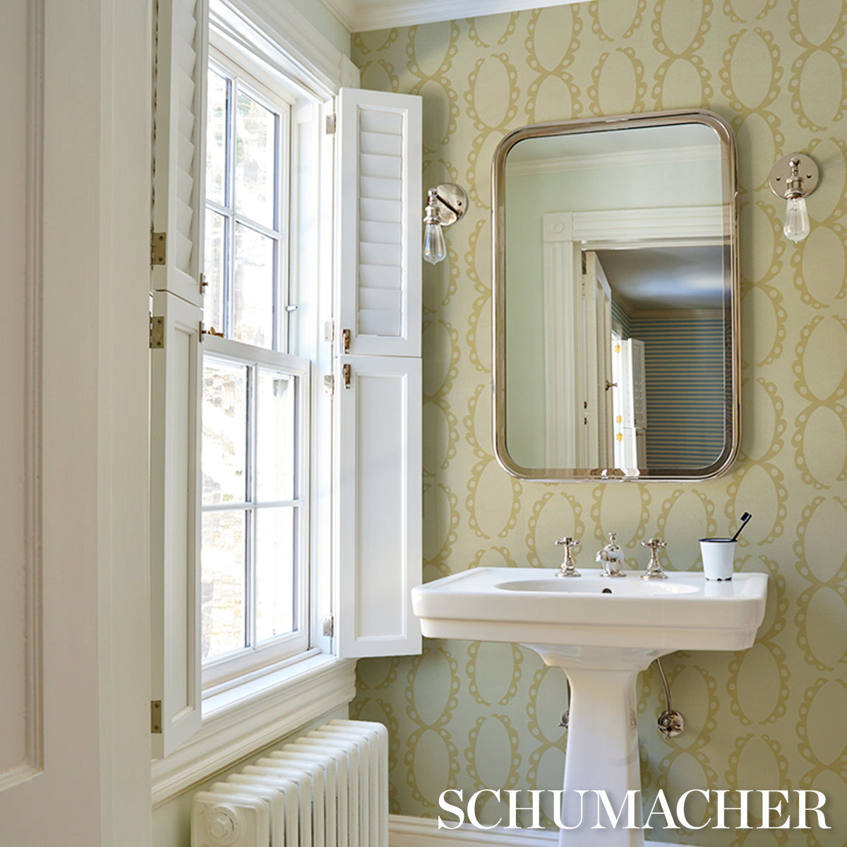 Purchase 5018381 | The Saints, Soft Gold - Schumacher Wallpaper