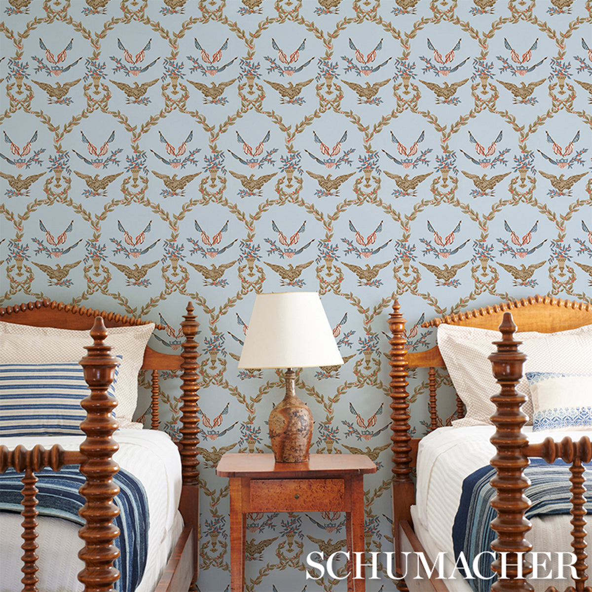 Purchase 5018441 | Liberty'S Laurels, Blue - Schumacher Wallpaper