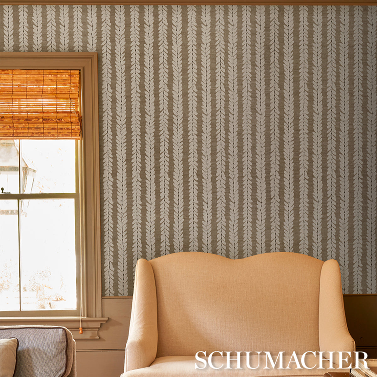 Purchase 5018711 | Woodperry Hand Printed Sisal, Flax - Schumacher Wallpaper