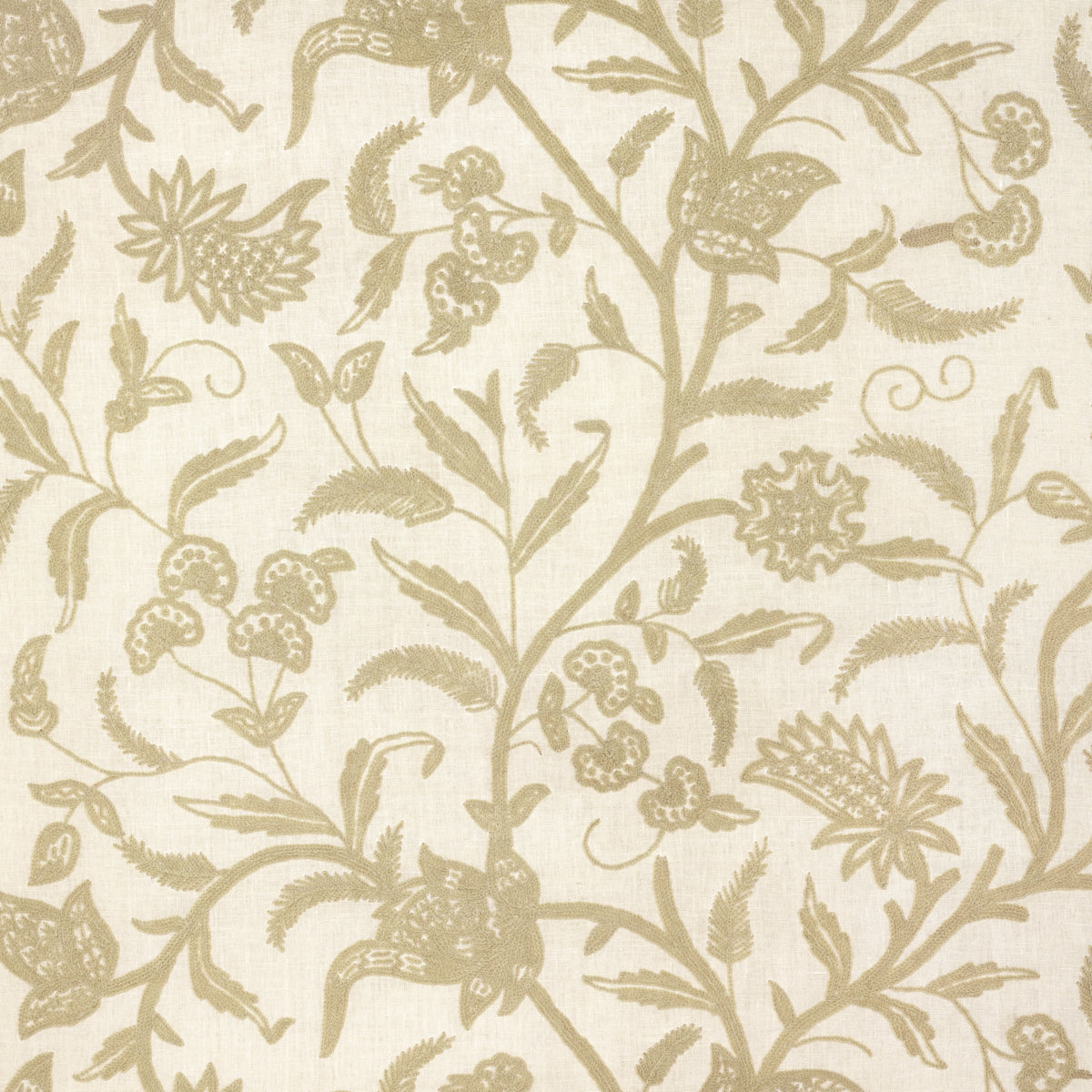 Select 54191 Amagansett Linen Crewel Ecru by Schumacher Fabric