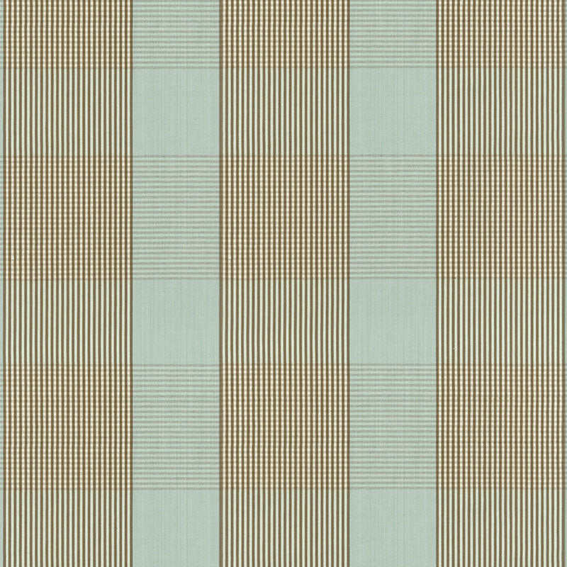 Search 63023 Avon Gingham Plaid Mocha/Aqua by Schumacher Fabric