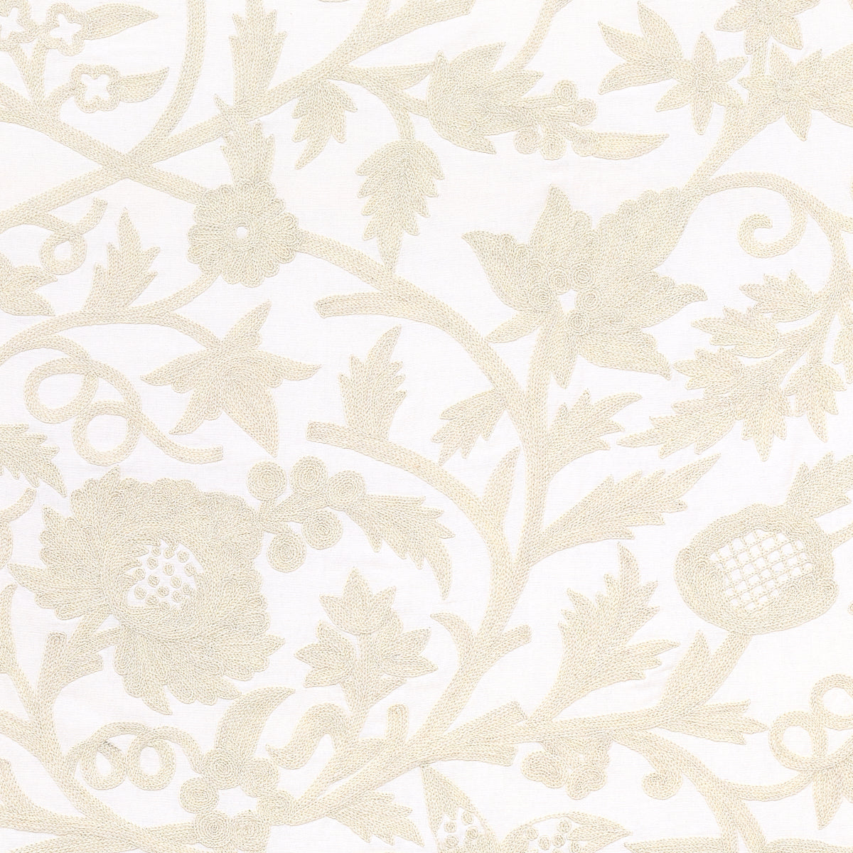 Save 63760 Sissinghurst Crewel Ivory by Schumacher Fabric