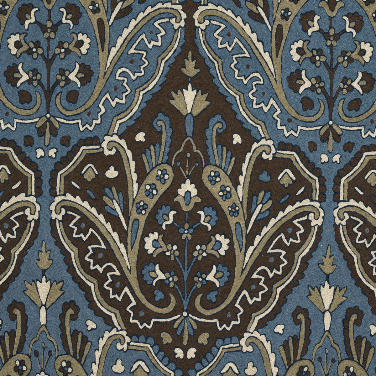 Save 64812 Maharajah Crewel Embroidery Indigo by Schumacher Fabric