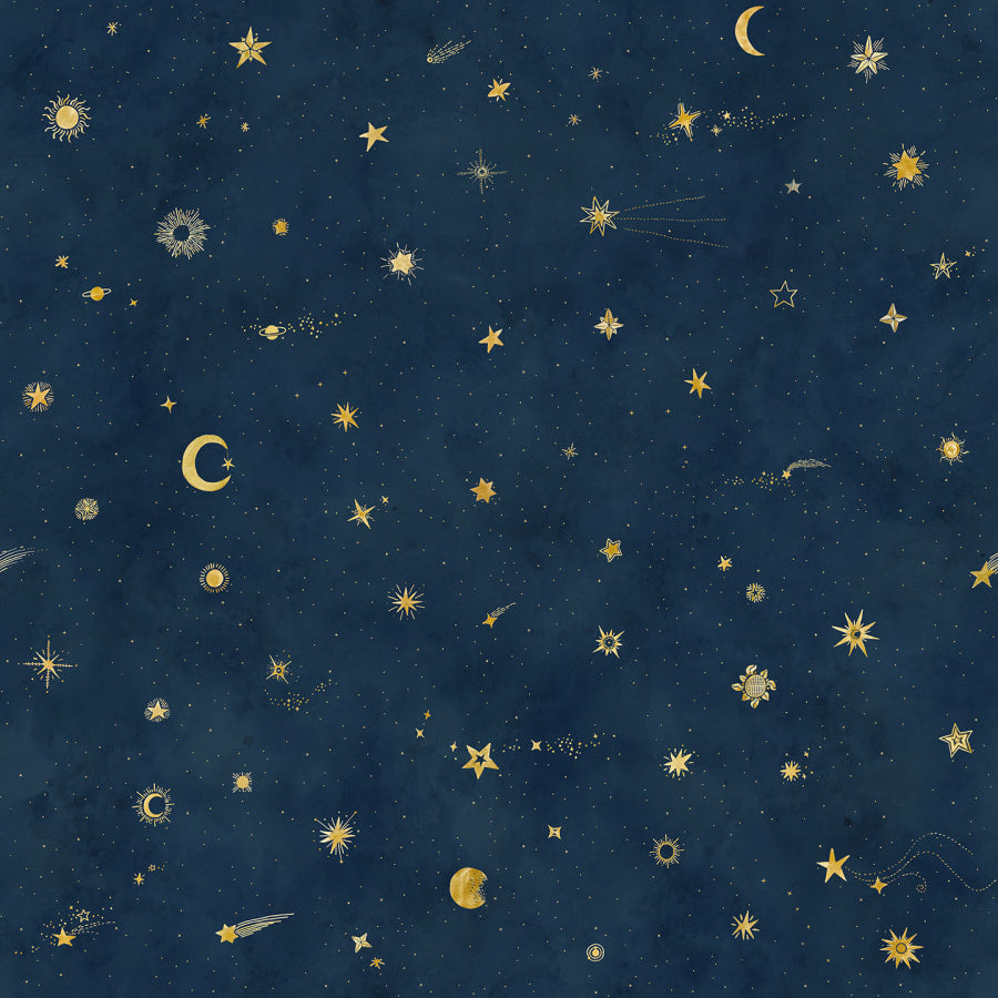 Sandberg Wallpaper pattern name & color Starry Sky, Petrol from the collection Löfstad.