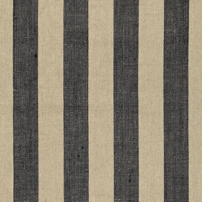 Order 66075 Augustin Linen Stripe Ebony / Linen by Schumacher Fabric
