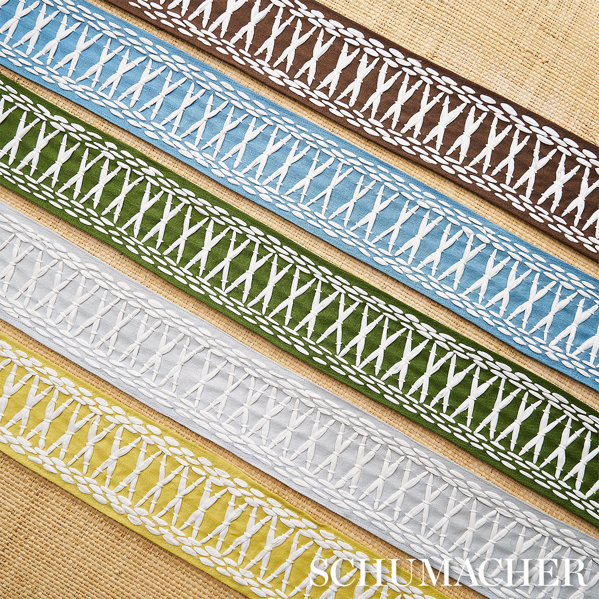 Purchase 69304 | Tikki Tape, Sky - Schumacher Trim