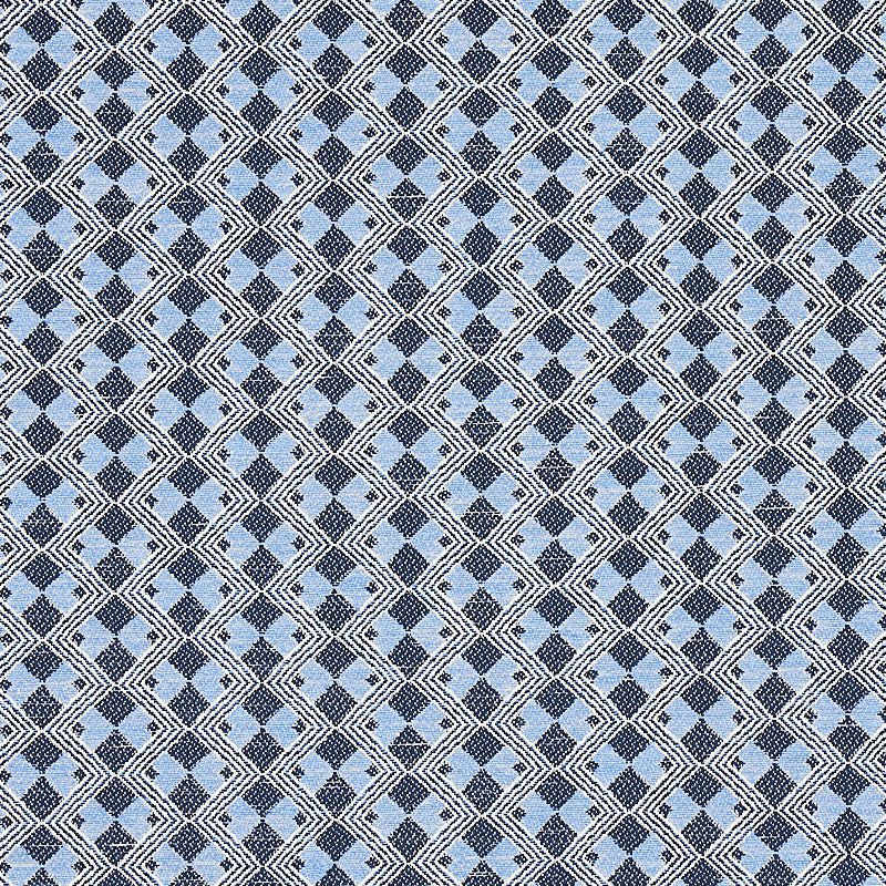 Looking 69872 Huxley Tile Blue by Schumacher Fabric