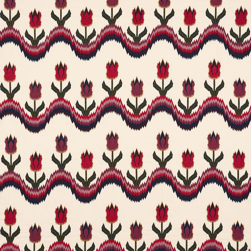 Search 70270 Tulip Flamestitch Embroidery Jewel by Schumacher Fabric