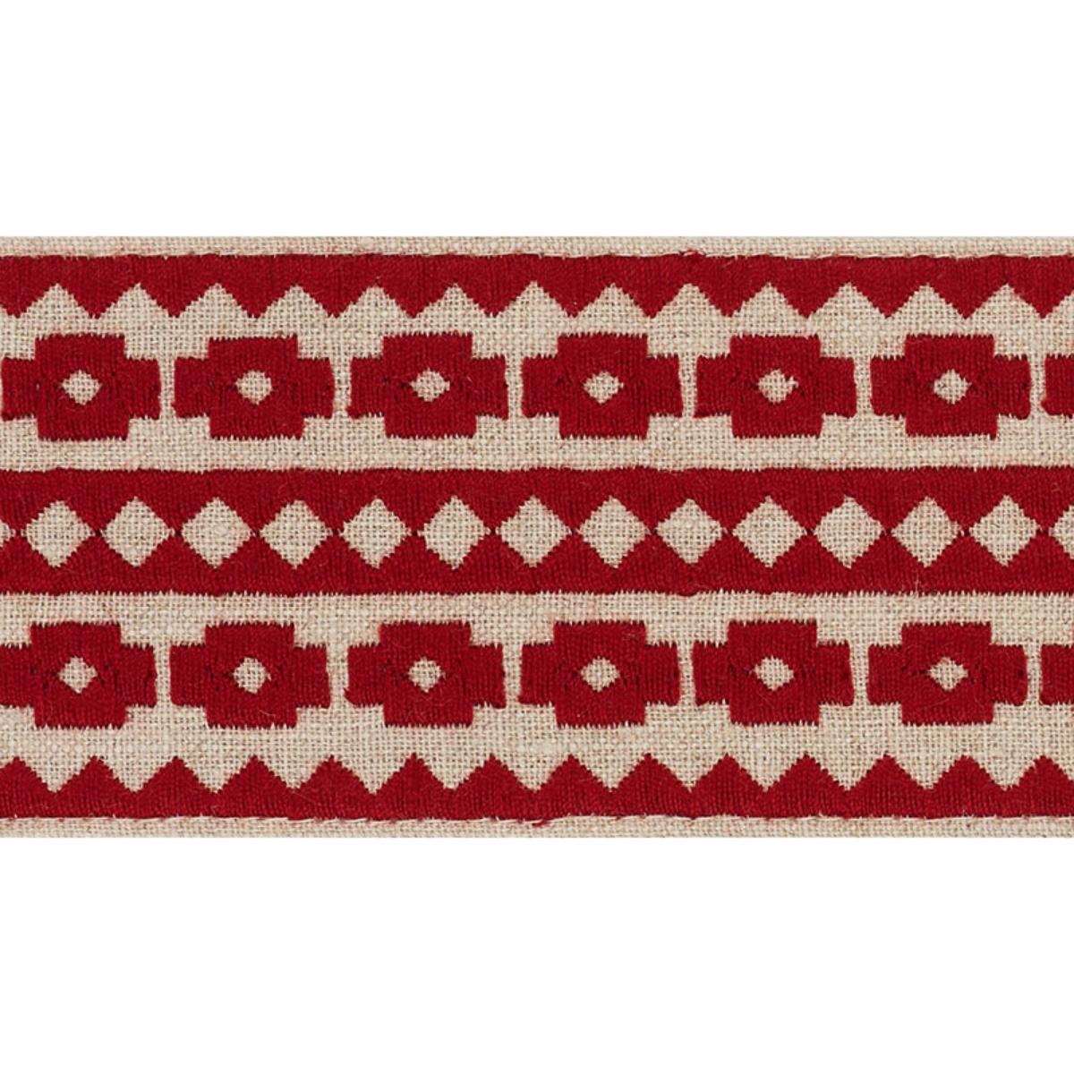 70646 | Talitha Tape, Red On Natural - Schumacher Fabric