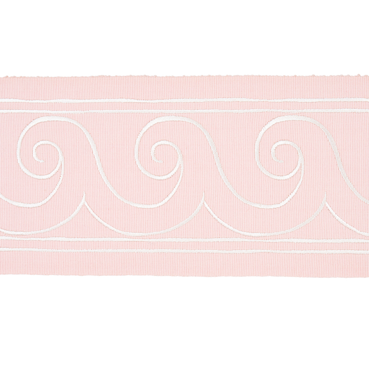 Purchase 70755 | Greek Waves Trim, White On Blush - Schumacher Trim