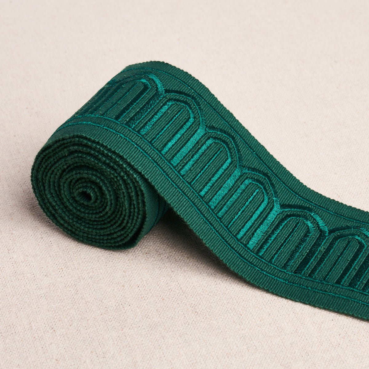 Purchase 70768 | Arches Embroidered Tape Medium, Emerald - Schumacher Trim
