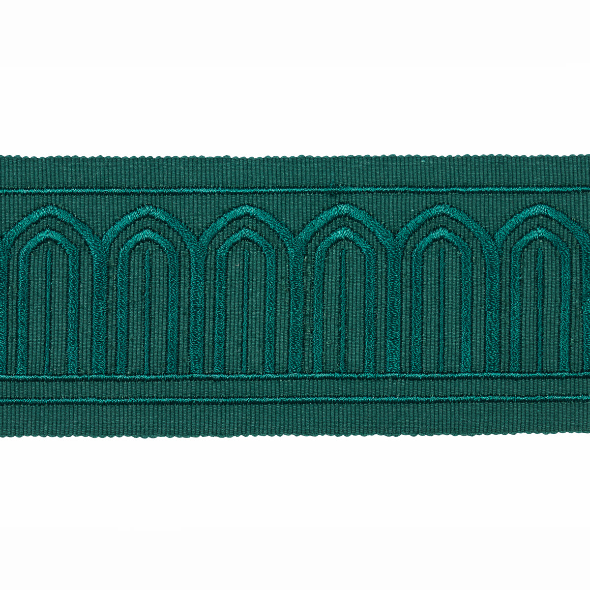 Purchase 70768 | Arches Embroidered Tape Medium, Emerald - Schumacher Trim