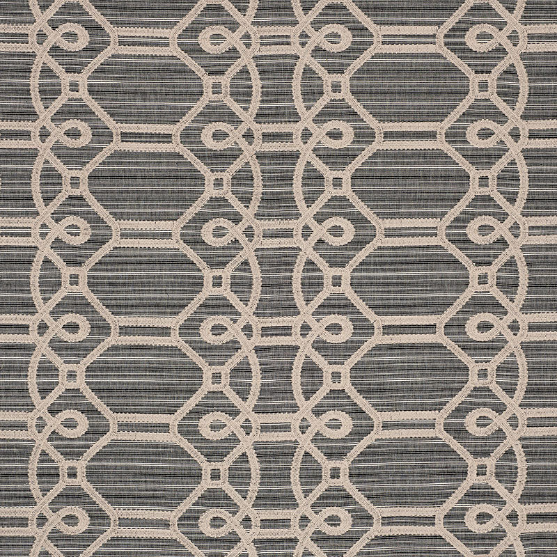 Looking 71931 Ziz Embroidery Coal by Schumacher Fabric