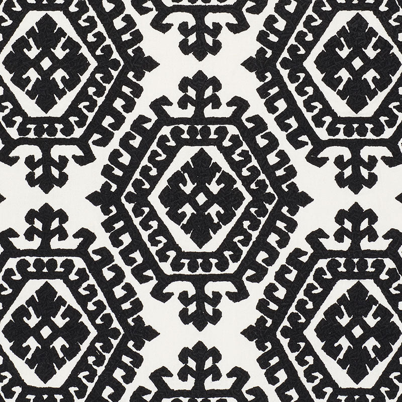 View 71942 Omar Embroidery Black by Schumacher Fabric