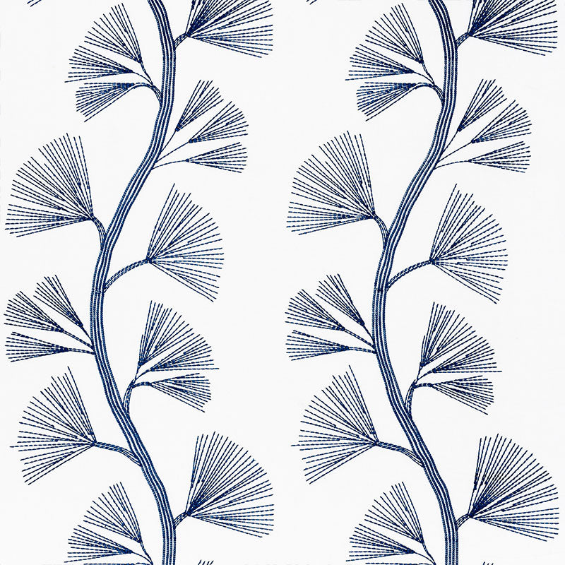Search 73081 Ginkgo Embroidery Marine by Schumacher Fabric