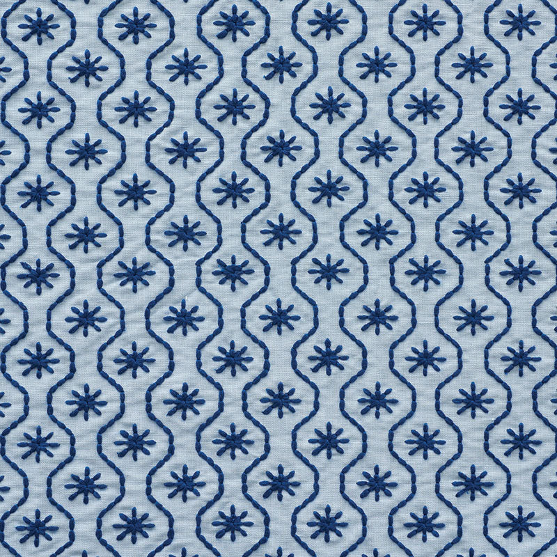 Save 73492 Gigi Embroidery Blue by Schumacher Fabric
