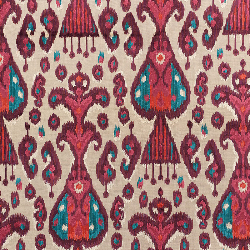 Find 73931 Tabriz Ikat Velvet Aubergine by Schumacher Fabric