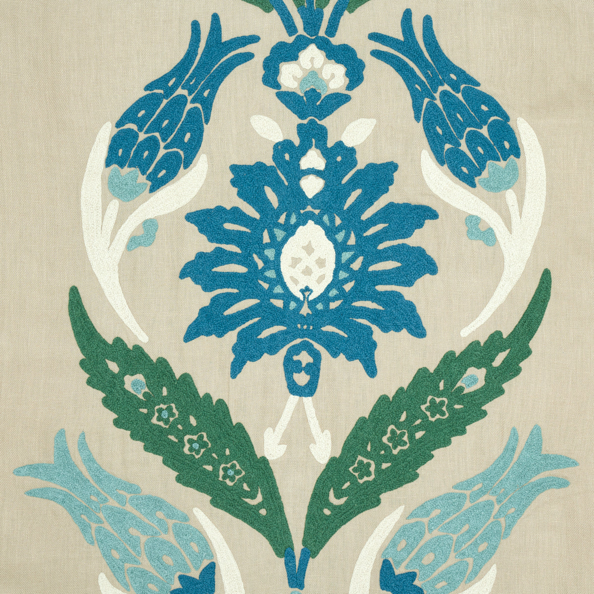 Select 74141 Anagada Embroidery Peacock by Schumacher Fabric