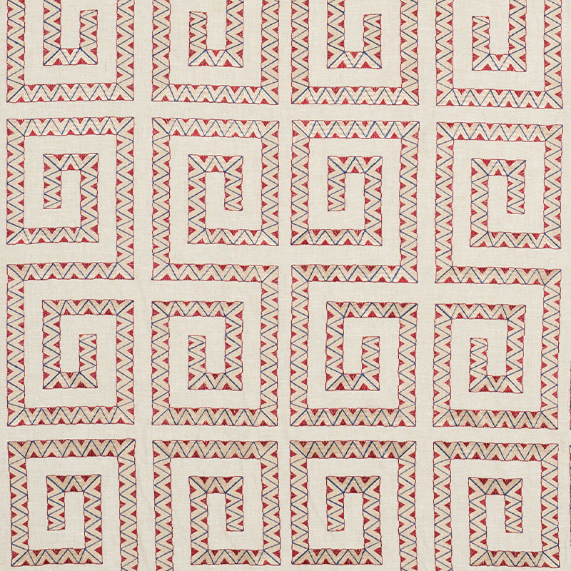 Save 76072 Prado Embroidery Red by Schumacher Fabric