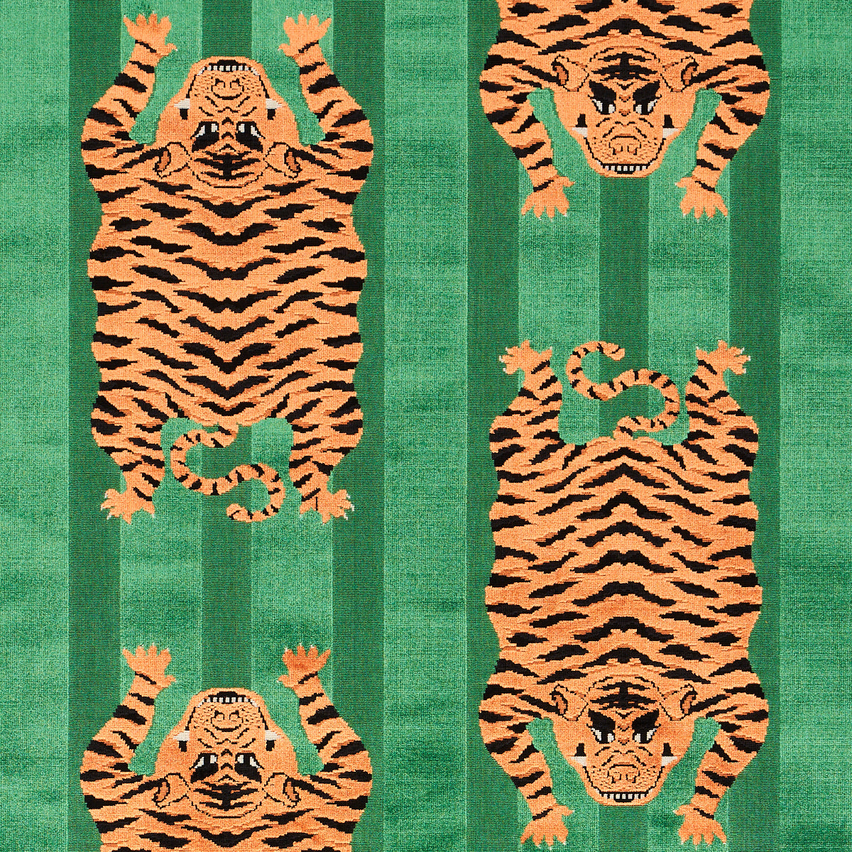 Looking 77233 Jokhang Tiger Velvet Green by Schumacher Fabric