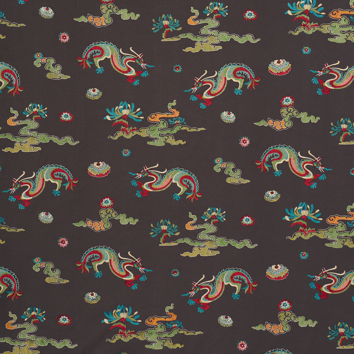 Search 78113 Hanlun Dragon Embroidery Charcoal by Schumacher Fabric
