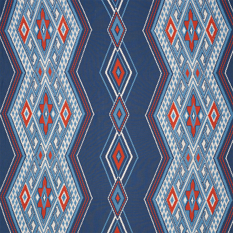View 78150 Bayeta Embroidery Blue & Red by Schumacher Fabric
