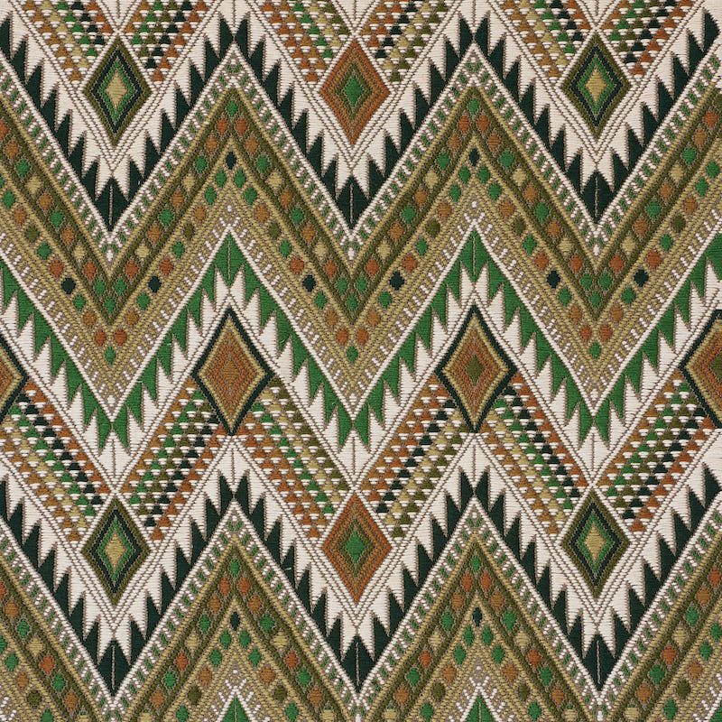 View 79243 Coyolate Hand Woven Brocade Green by Schumacher Fabric