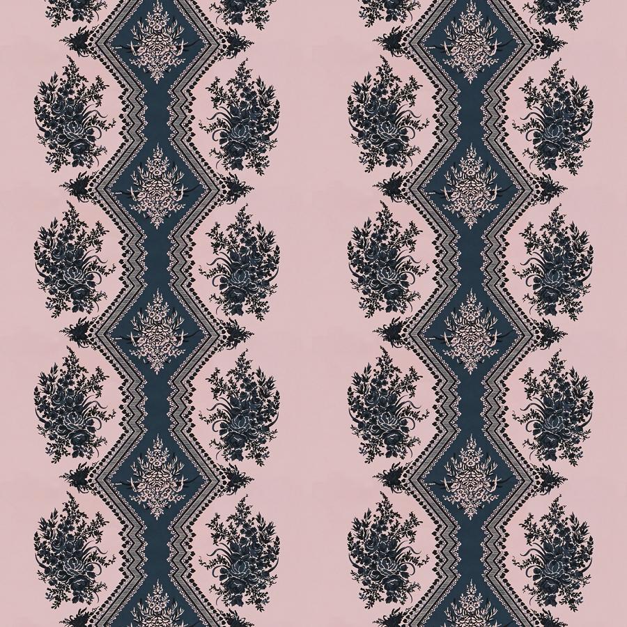 Sample 8015139-17 Coppelia Satin Rose Botanical Brunschwig and Fils Fabric