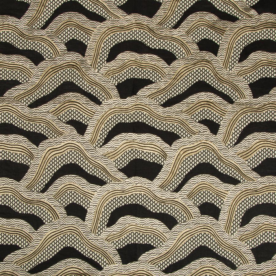 View 8017127-48 Les Rizieres Emb Black/Gold Modern Chinoiserie by Brunschwig & Fils Fabric