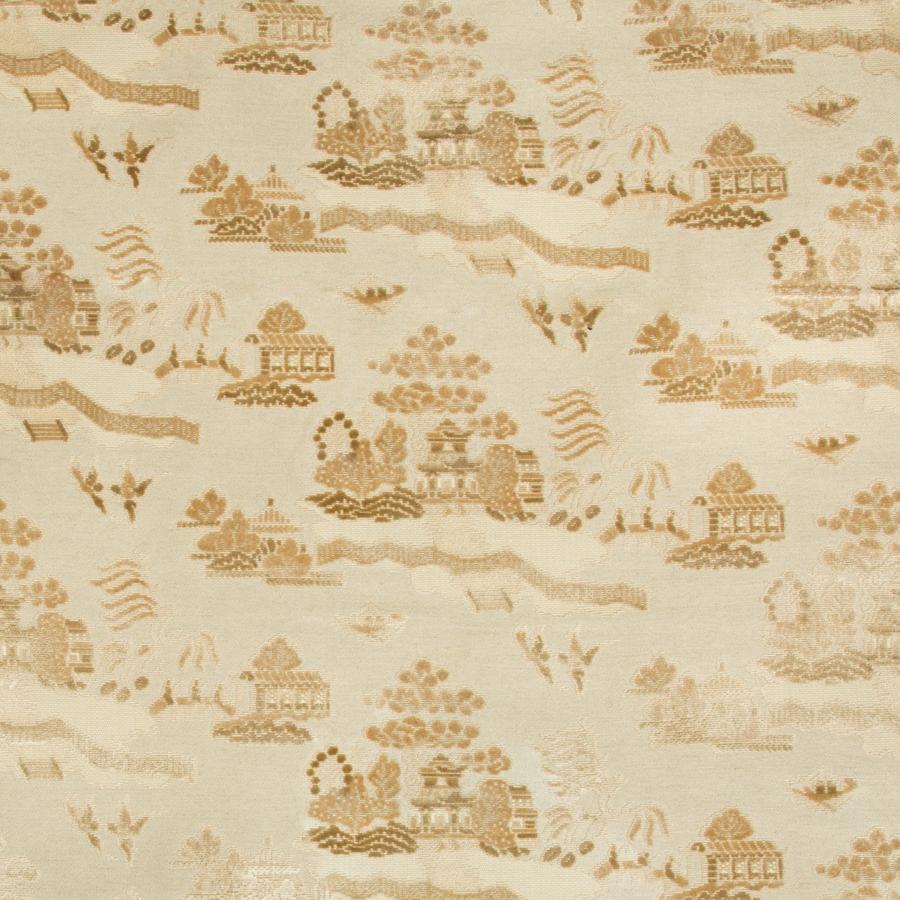 Sample 8017129-16 La Pagode Velvet Sand Modern Chinoiserie Brunschwig and Fils Fabric