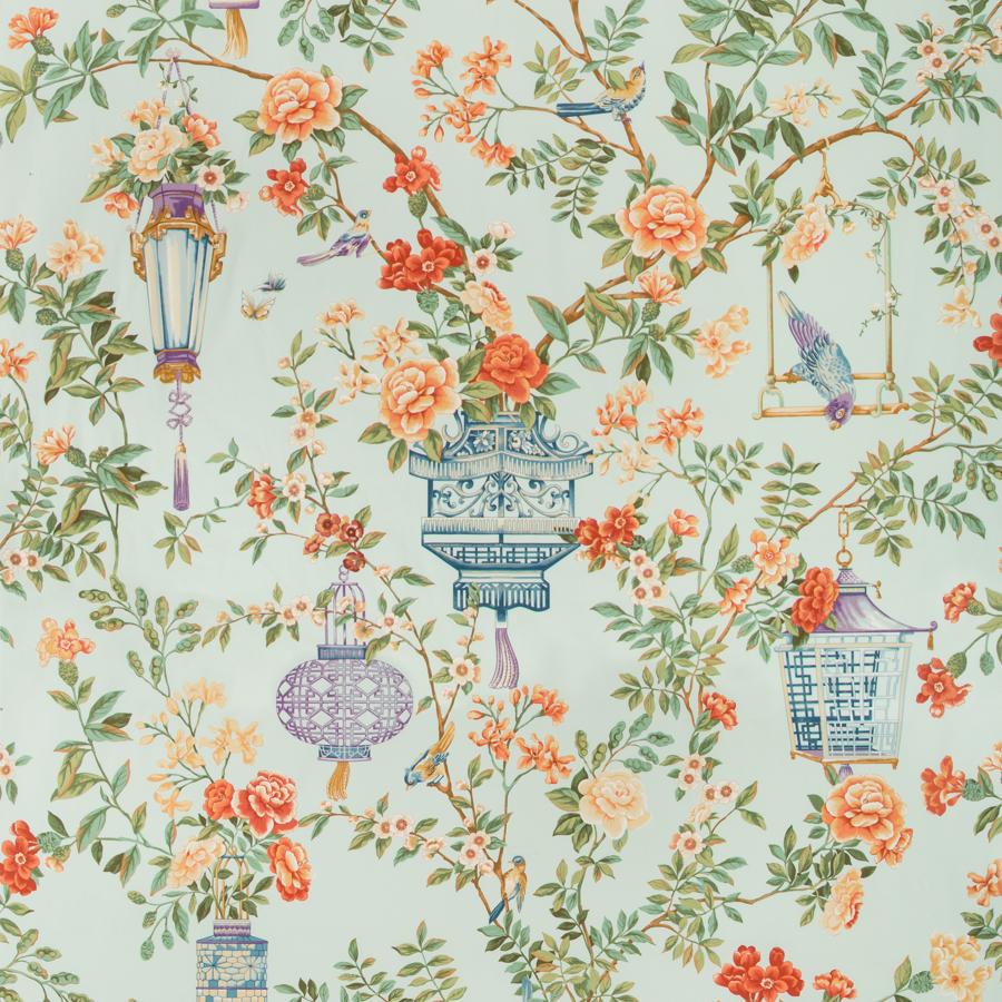 Sample 8019137-157 Jardin Fleuri Print Opal Modern Chinoiserie Brunschwig and Fils Fabric