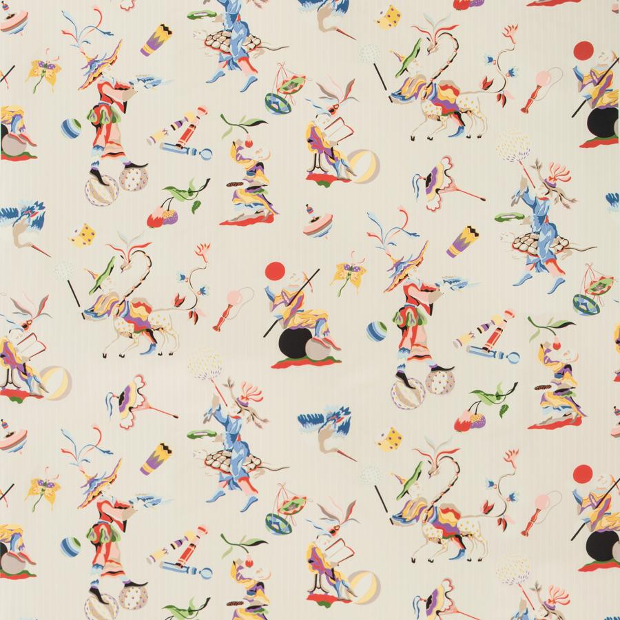 Sample 8019141-958 Cirque Chinois Print Red Modern Chinoiserie Brunschwig and Fils Fabric