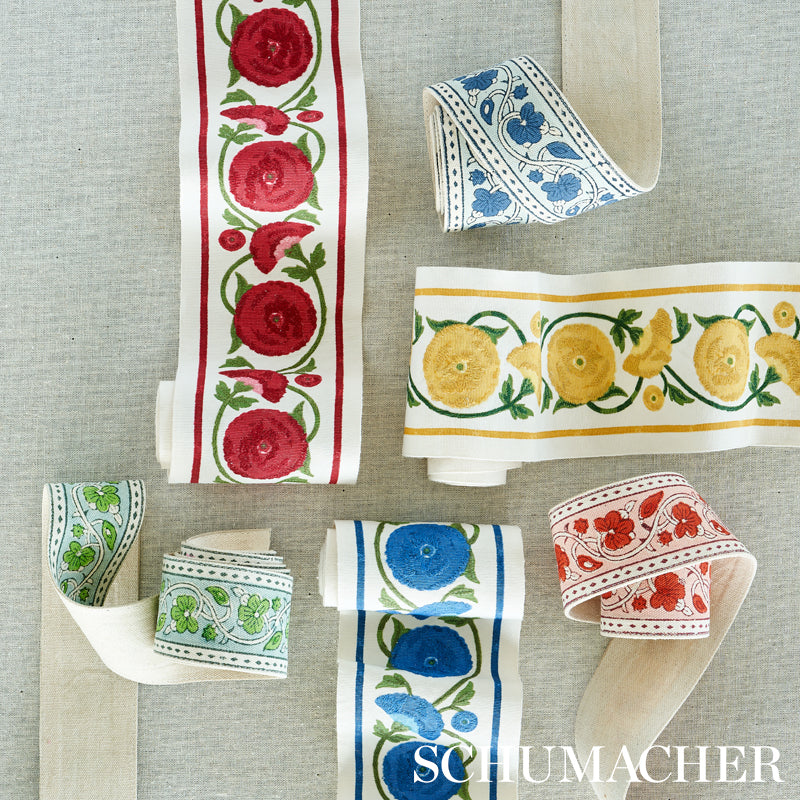 Purchase 80390 | Saranda Flower Embroidery Tape, Cardinal - Schumacher Trim