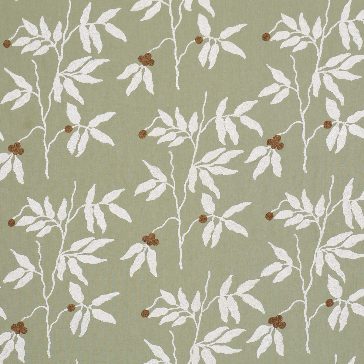 Purchase 80433 | Lilla Embroidery, Olive - Schumacher Fabric
