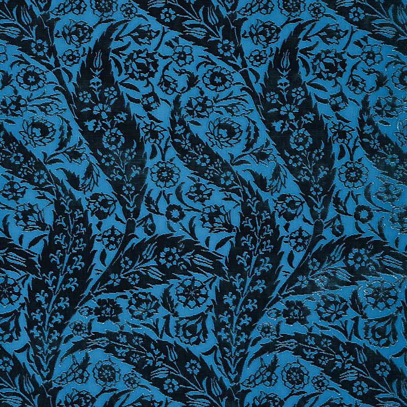 Acquire 80780 Saz Paisley Silk Velvet Blue by Schumacher Fabric