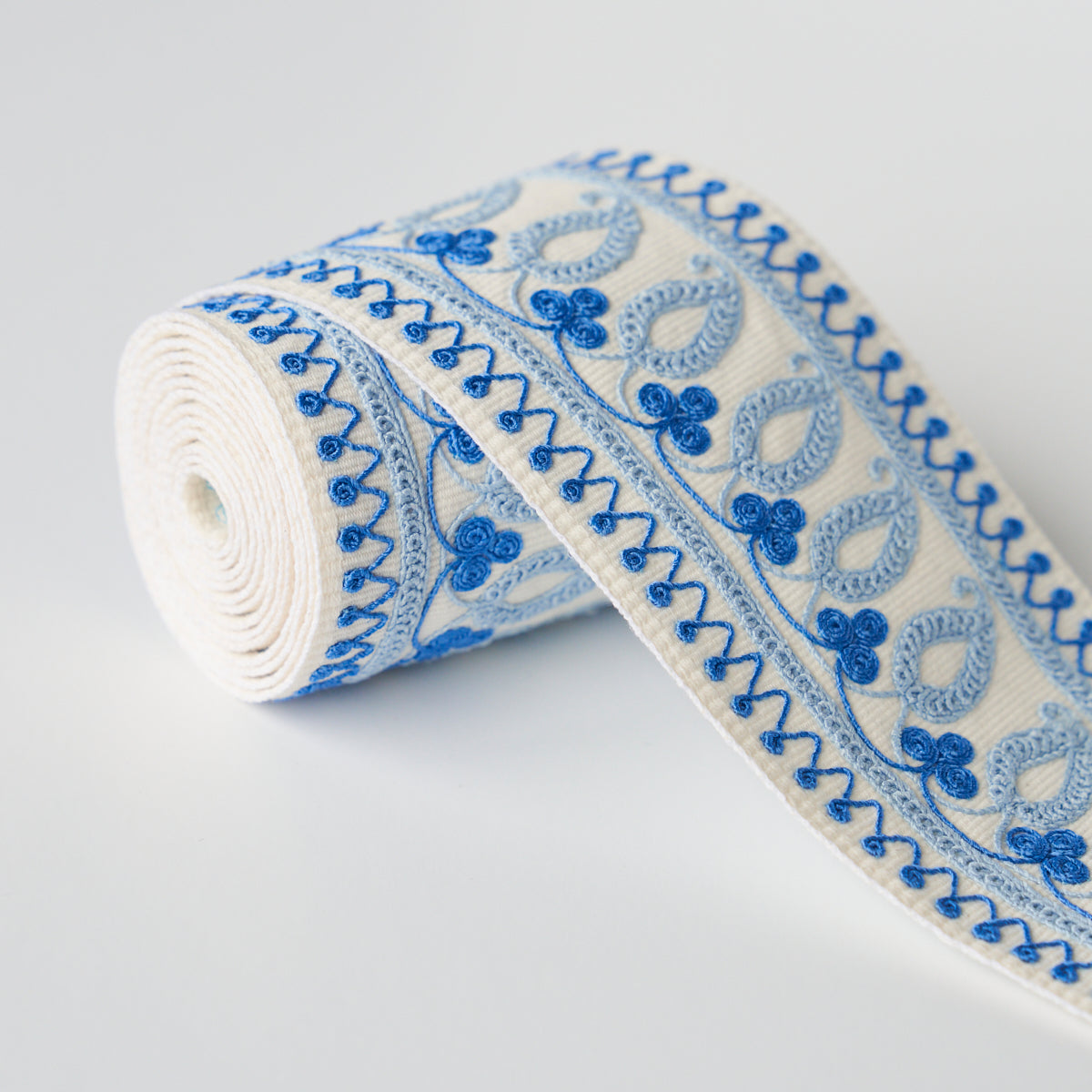 Purchase 81230 | Paisley Embroidered Tape, Blues - Schumacher Trim