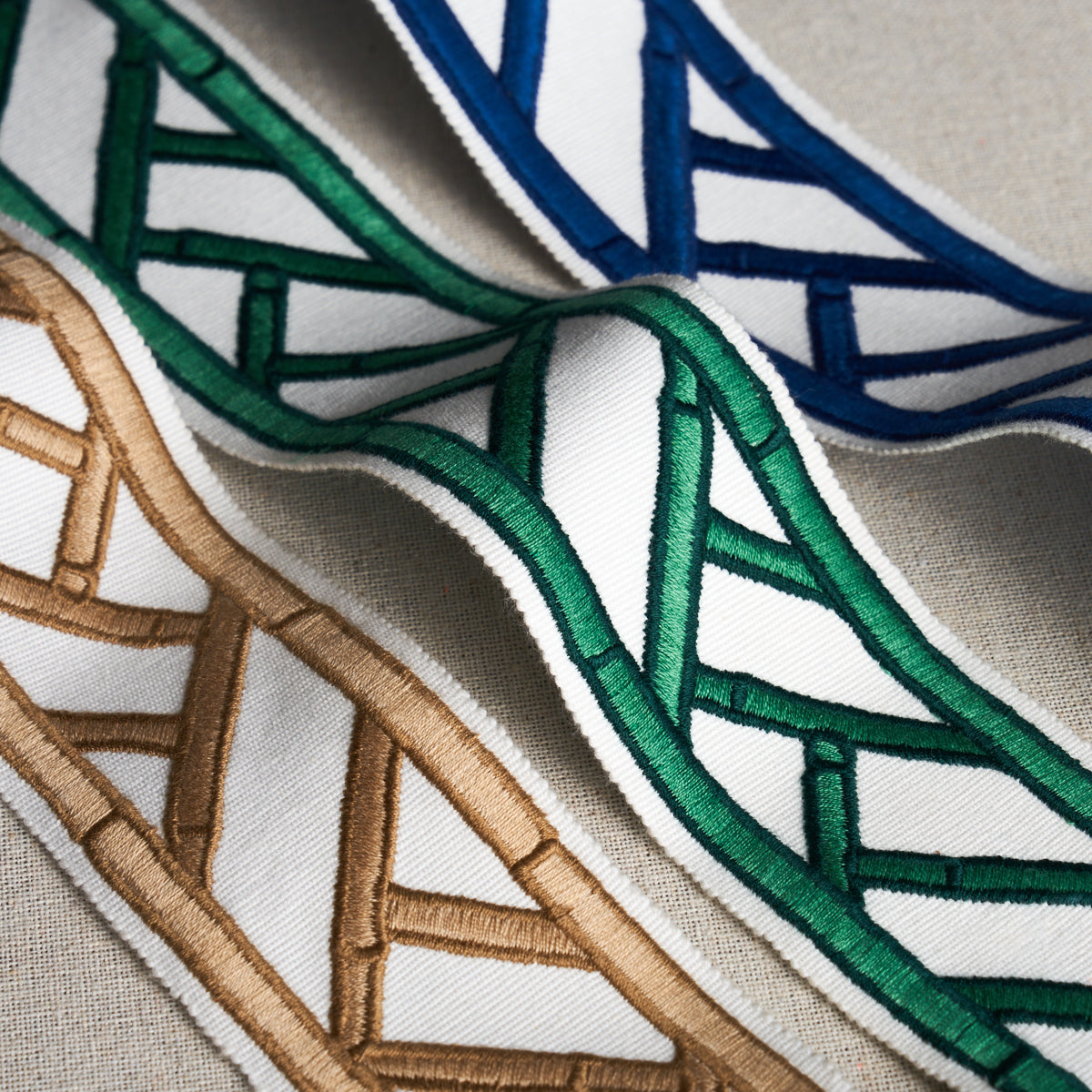 Purchase 81741 | Bamboo Trellis Tape, Green - Schumacher Trim